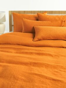 Leinen-Bettwäsche-Set 2-teilig in Größe 135 x 200 cm für Bett und 80 x 80 cm Kissenbezug natürliche atmungsaktive hochwertige Bettwäsche