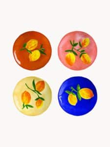 Handgemachte bunte Teller Set 4 Stück aus Keramik farbenfrohes Design robust und langlebig