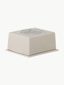 Handgemachte Butterdose Bea aus Keramik mit dekorativem Gräser-Motiv in natürlichem Design