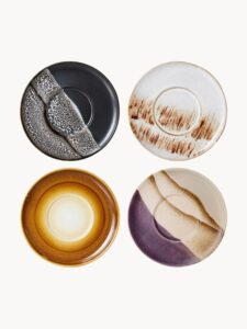 Untertassen-Set 70er Jahre 4er-Set bunt retro Stil