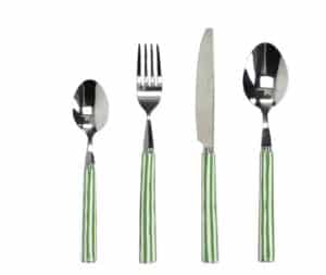 Besteck Dali Grün 16-teilig aus Edelstahl 18/0 mit modernem Design und grünen Griffen