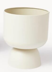 Beiger Metall Übertopf mit Durchmesser 25 cm und Höhe 30 cm für dekorative Pflanzenarrangements