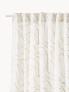 Halbtransparente Gardine mit Schlaufen in Weiß, 2 Stück, 140 x 260 cm, leichte und elegante Vorhänge für Wohnzimmer und Schlafzimmer