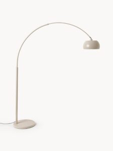 Große Bogenlampe Beige modernes Design eleganter Lampenschirm schwenkbar Wohnzimmer Beleuchtung