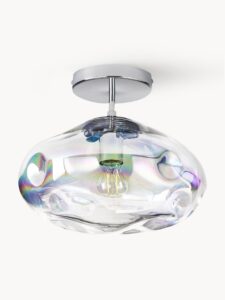 Deckenleuchte aus irisierendem Glas mit schimmerndem Farbverlauf und modernem Design für stilvolle Raumbeleuchtung