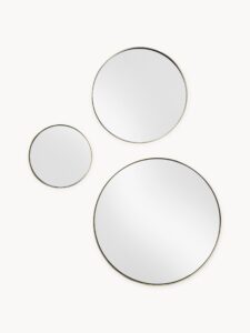 Rundes Wandspiegel-Set 3er-Set moderne Wanddekoration verschiedene Größen Holzrahmen