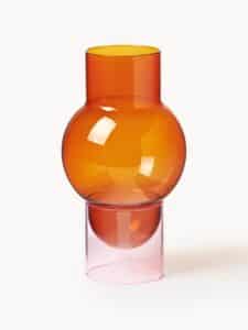 Mundgeblasene Vase Blubbel aus klarem Glas mit einzigartigem Blasenmuster und modernem Design