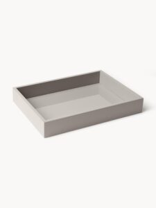 Hochglanz-Tablett in Taupe Farbe mit modernem Design für stilvolles Servieren