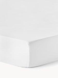 Topper-Spannbettlaken 90 x 200 x 15 cm aus Baumwolle in Weiß für Matratzenauflage