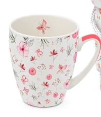 Kaffeetasse Happy Day aus Keramik mit fröhlichem Design und komfortablem Griff, 1 Stück