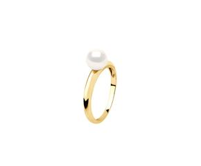 Gelbgold-Ring Amelie mit eleganter weißer Perle und feinem Design