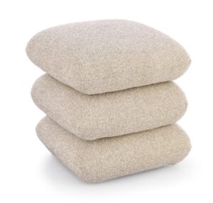 Beiger Pouf Antara mit Durchmesser 44,5 cm und Höhe 44,5 cm modernes Sitzmöbel