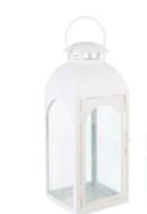 Laterne WHITE mini kleine weiße dekorative Laterne aus Metall und Glas für stimmungsvolle Beleuchtung