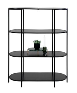 Sideboard VITA aus schwarzem Metall, Maße 85 cm Breite, 36 cm Länge, 111 cm Höhe, modernes und platzsparendes Design