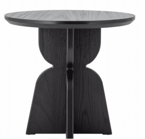 Esstisch Vixen aus schwarzem Tannenholz 80 cm Durchmesser 75 cm Höhe modernes Holzdesign