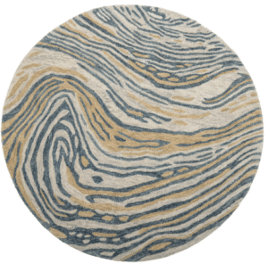 Teppich Tiger Blau Beige Durchmesser 120 cm modernes Design weich und pflegeleicht