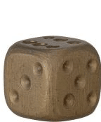 Würfel aus glänzendem Gold Metall für Spiel und Dekoration