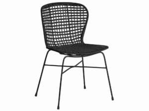 Moderner schwarzer Rattanstuhl aus robustem geflochtenem Material ideal für Garten und Terrasse
