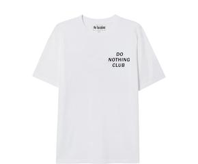 Organic Baumwoll Unisex T-Shirt Do Nothing Club Größe S in Weiß mit minimalistischen Design
