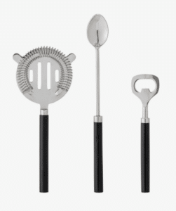 Barkeeper-Set 3tlg professionell mit Shaker, Messbecher und Rührstab für Cocktailzubereitung