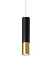 Kleine Pendelleuchte Longbot in Schwarz-Gold modernes Design elegante Hängeleuchte warme Beleuchtung