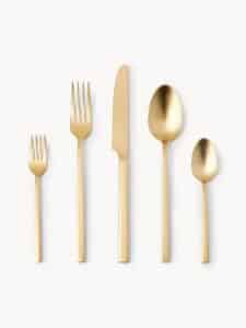 Matt gebürstetes Besteck in Gold für 4 Personen 20-teiliges Set hochwertiges Design elegantes Geschirr