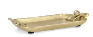 Weihnachtstablett Gold TRAY 26x14,5cm dekoratives Serviertablett mit weihnachtlichem Design und goldener Oberfläche ideal für festliche Anlässe