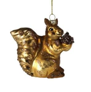 Weihnachtsanhänger Eichhörnchen aus Holz handgefertigt dekorativer Christbaumschmuck für winterliche Festtage
