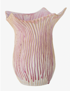 Vase Floral Pink aus Keramik mit handbemalten Blumenmotiv in zartem Rosa