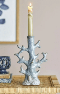 Kerzenständer Brifget in Blau aus Metall modernes Design elegant und stabil
