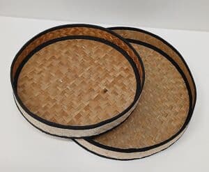 Tablett Set Geflecht 2-teilig handgefertigt aus natürlichem Material ideal für Dekoration und Servieren