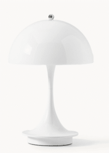Tischlampe Panthella Weiß modernes Design mit rundem Lampenschirm und warmem Licht für gemütliche Wohnraumbeleuchtung