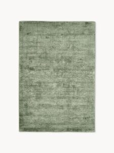 Handgewebter dunkelgrüner Viskoseteppich in der Größe 230x160 cm für Wohnzimmer und Schlafzimmer