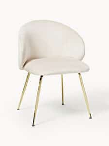 Samt-Polsterstühle in elegantem Cremeweiß mit weicher Polsterung und modernem Design