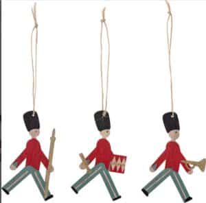 Baumanhänger Gardesoldaten Set mit 9 Stück handgefertigte Weihnachtsbaumschmuck aus Holz