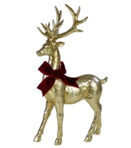 Weihnachts Hirsch stehend mit roter Schleife dekorative Weihnachtsfigur