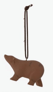 Baumbehang Bär stehend aus Holz handgefertigt für Weihnachtsdekoration 1 Stück